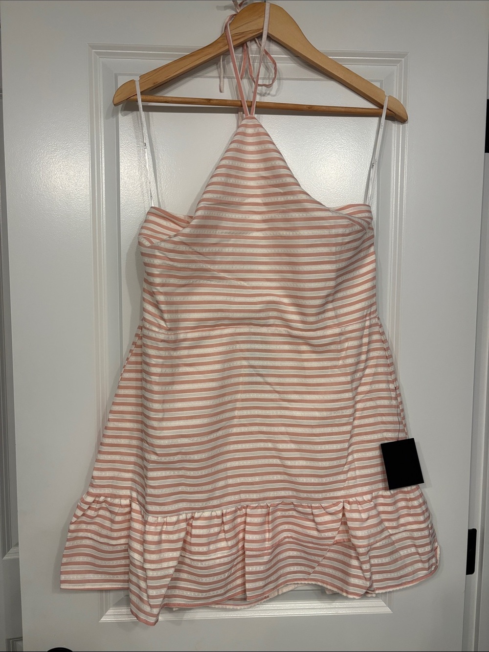 NWT Lulu's Corilie Pink and White Striped Halter Mini Dress XL
